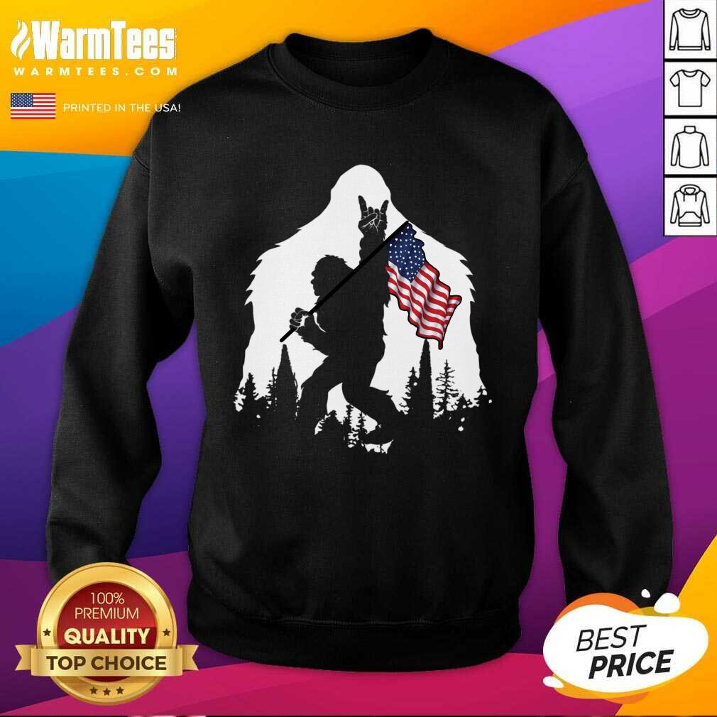 Fantastic Bigfoot Hold American Flag Shirt - Image 3