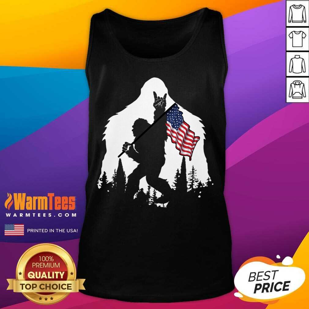 Fantastic Bigfoot Hold American Flag Shirt - Image 2