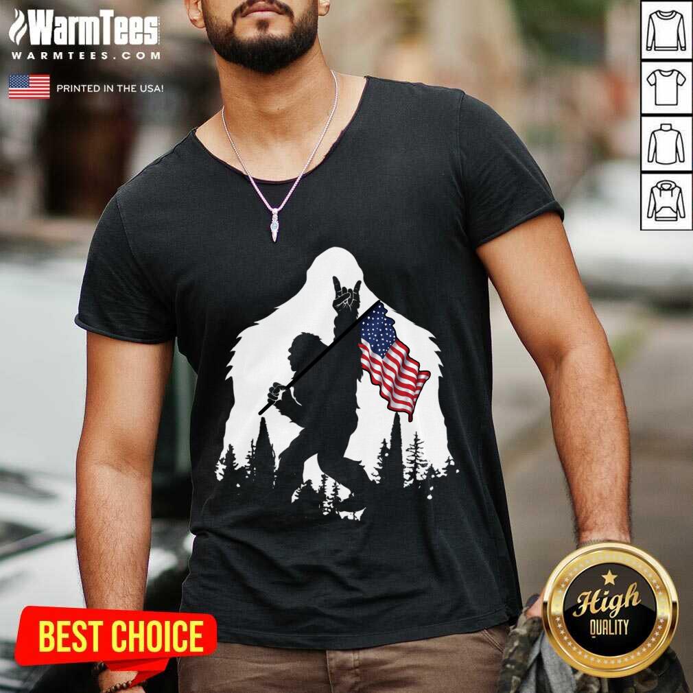 Fantastic Bigfoot Hold American Flag Shirt - Image 5