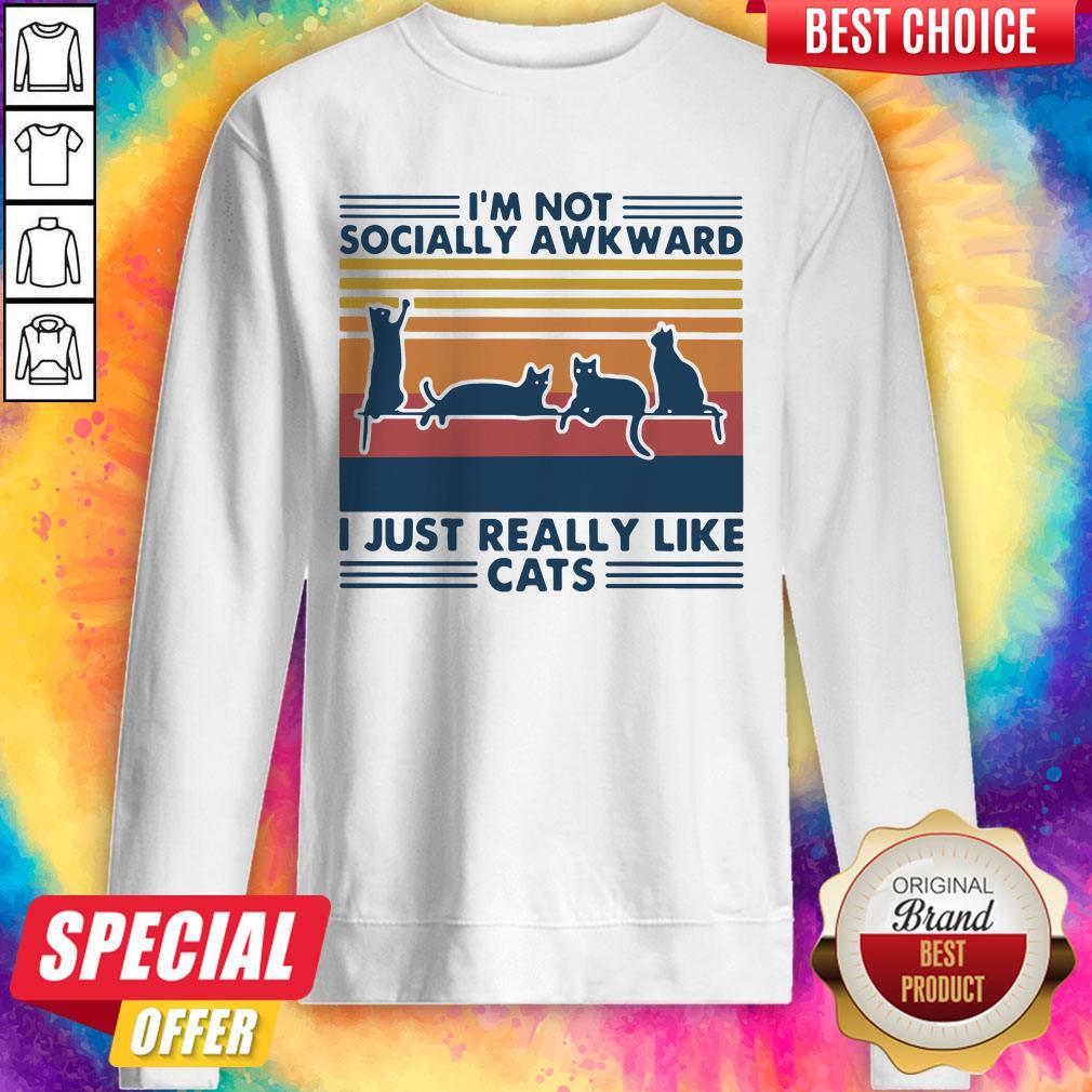 Fantastic Im Not Socially Awkward I Just Really Like Cats Vintage Shirt - Image 4