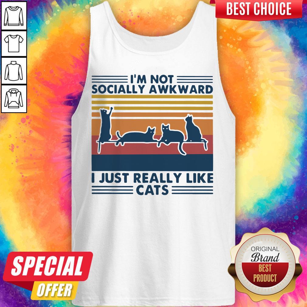 Fantastic Im Not Socially Awkward I Just Really Like Cats Vintage Shirt - Image 3