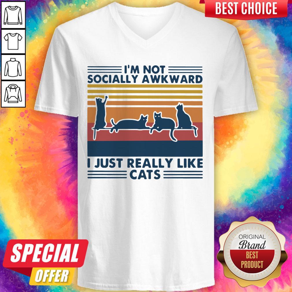 Fantastic Im Not Socially Awkward I Just Really Like Cats Vintage Shirt - Image 2