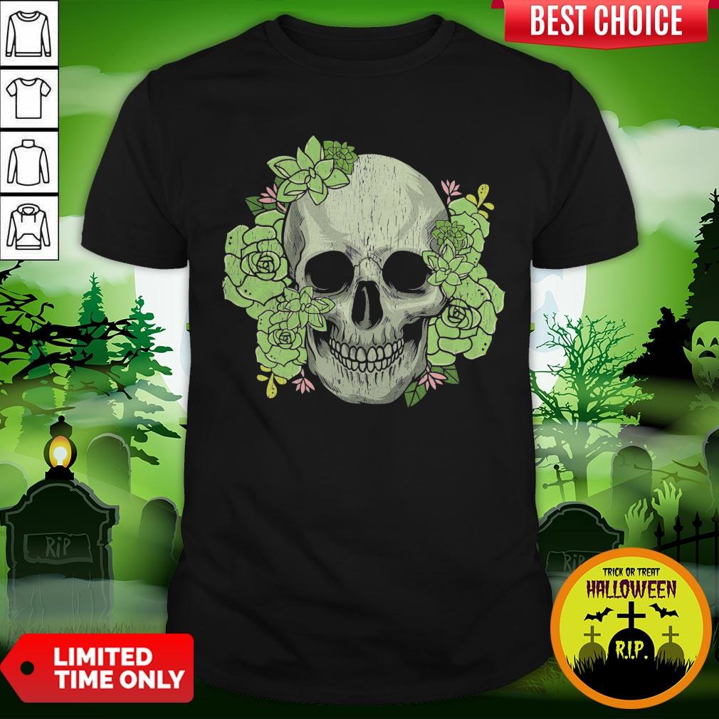 Flower Skull Halloween Gardening Floral Dia De Los Muertos Day Of Dead Shirt
