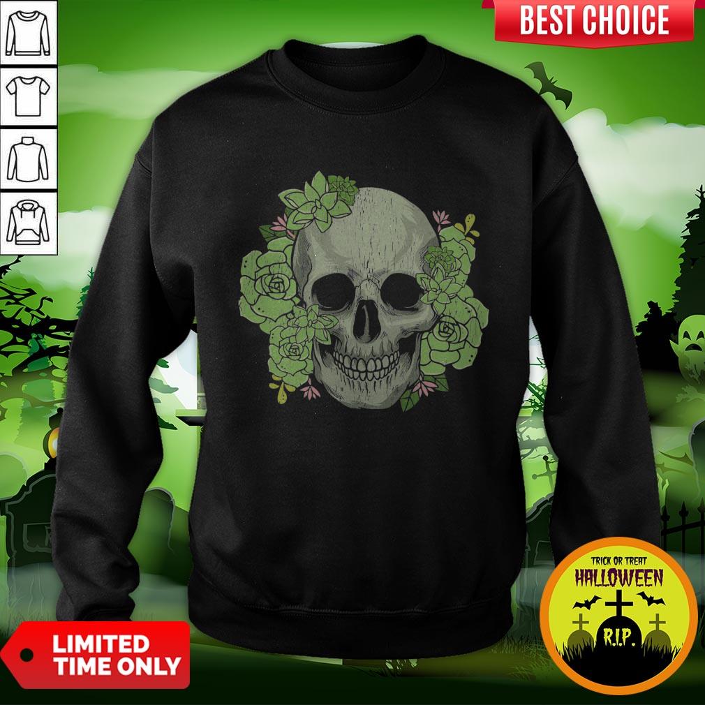 Flower Skull Halloween Gardening Floral Dia De Los Muertos Day Of Dead Shirt - Image 4