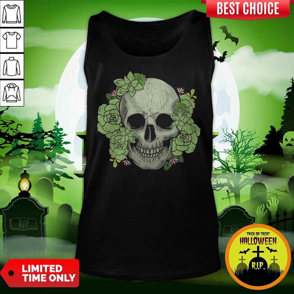 Flower Skull Halloween Gardening Floral Dia De Los Muertos Day Of Dead Shirt - Image 3