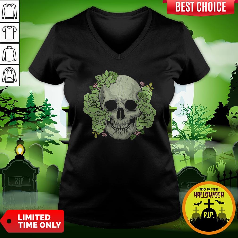 Flower Skull Halloween Gardening Floral Dia De Los Muertos Day Of Dead Shirt - Image 2