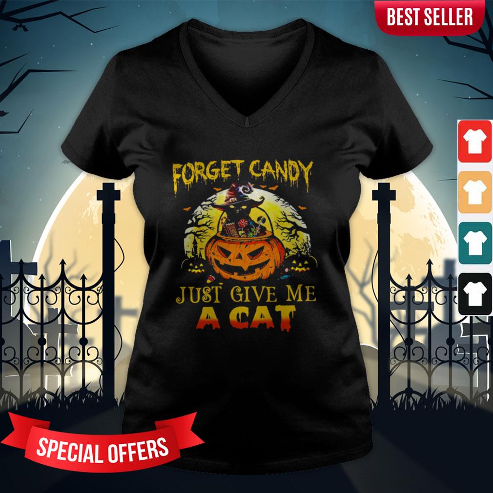 Forget Candy Just Give Me A Cat Halloween Shirt - Image 2
