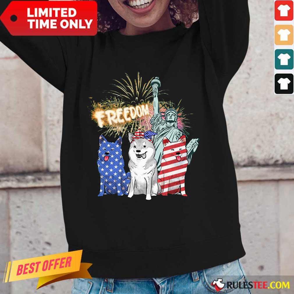 Freedom Shiba Inu Statue Of Liberty USA Flag Shirt - Image 2