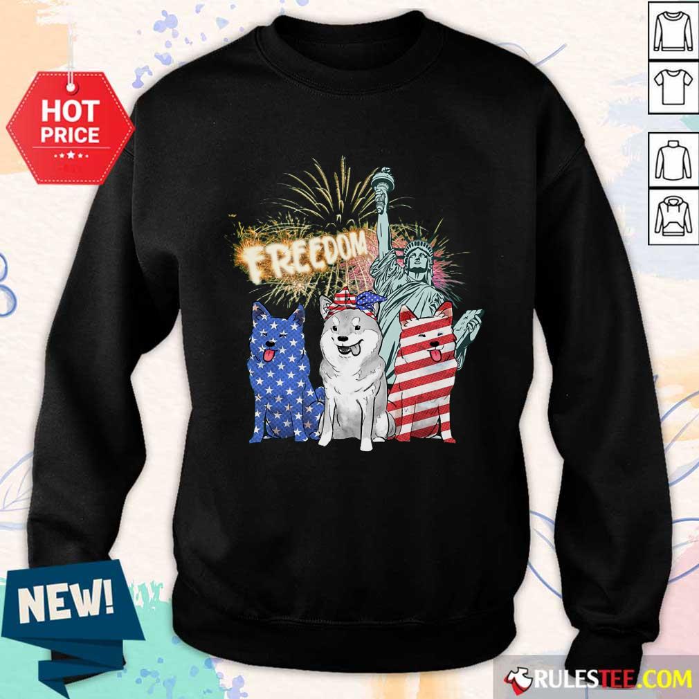 Freedom Shiba Inu Statue Of Liberty USA Flag Shirt - Image 5