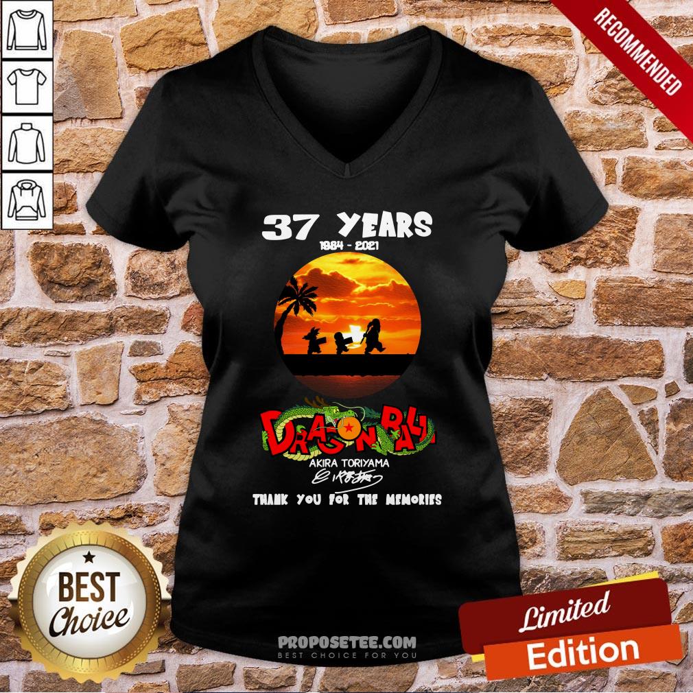 Funny 37 Years 1984-2021 Dragon Ball Akira Toriyama Signature Shirt - Image 2