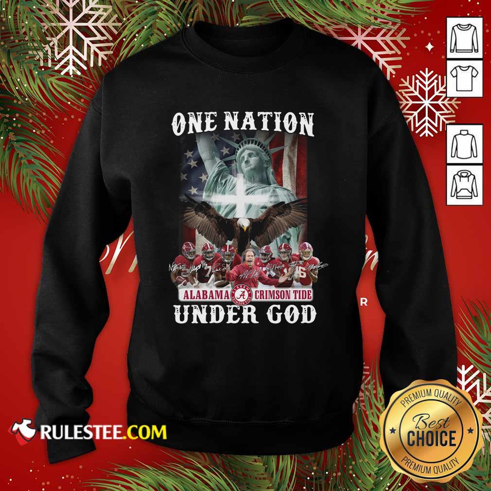 Funny Alabama Crimson Tide One Nation Under God Signatures 2021 Shirt - Image 5