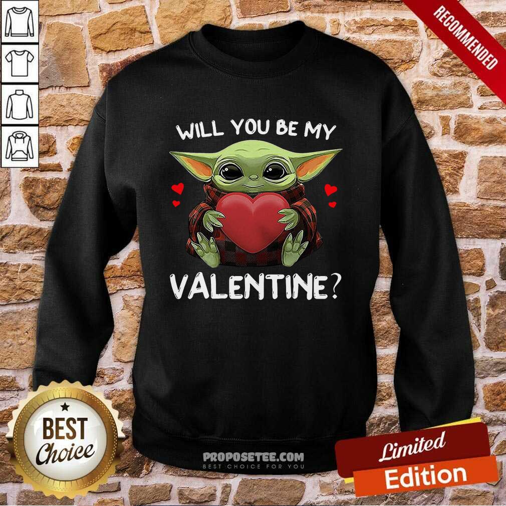 Funny Baby Yoda Hug Heart Will You Be My Valentine Shirt - Image 4