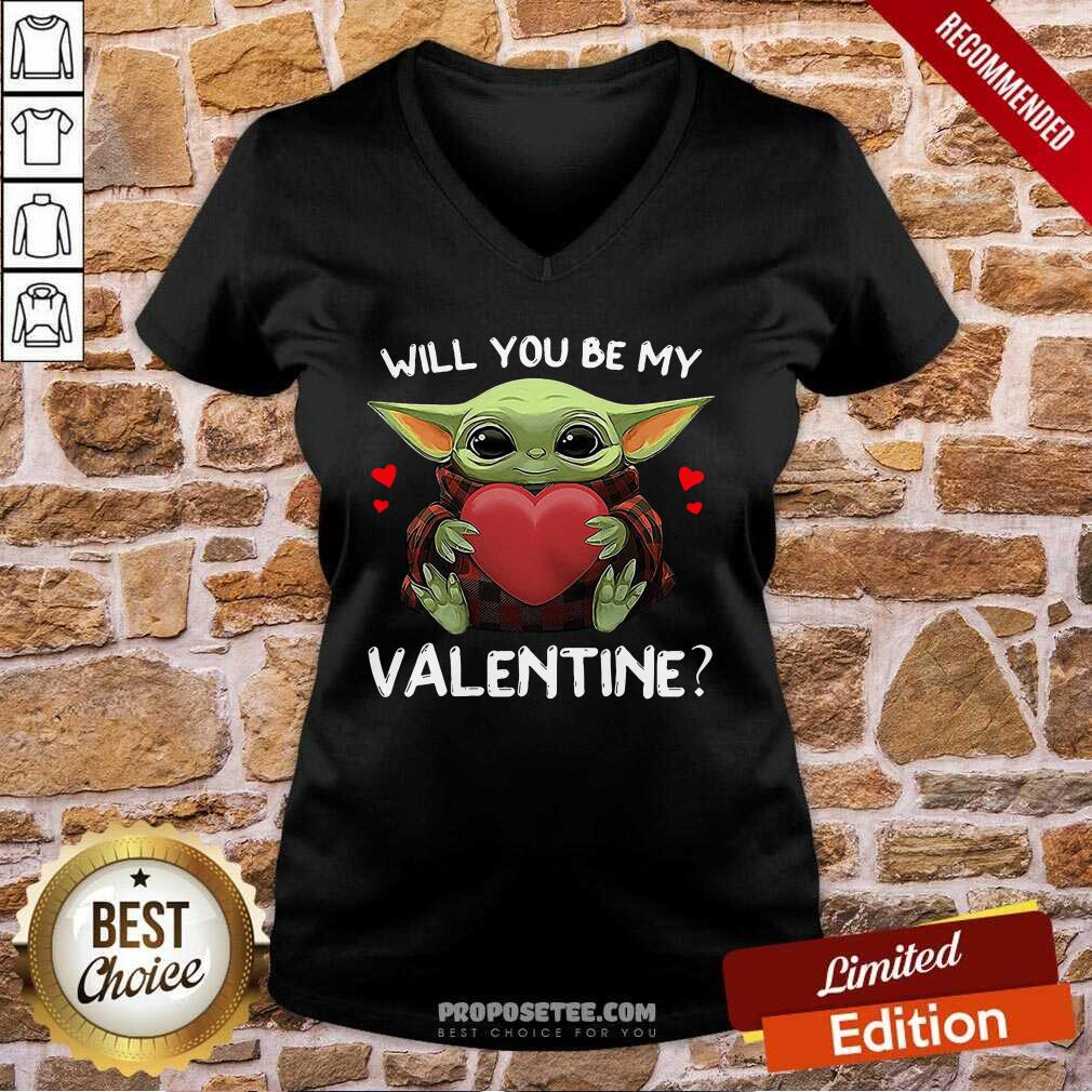 Funny Baby Yoda Hug Heart Will You Be My Valentine Shirt - Image 2