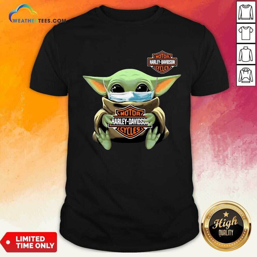 Funny Baby Yoda Mask Motor Harley Davidson Cycles Coronavirus Shirt