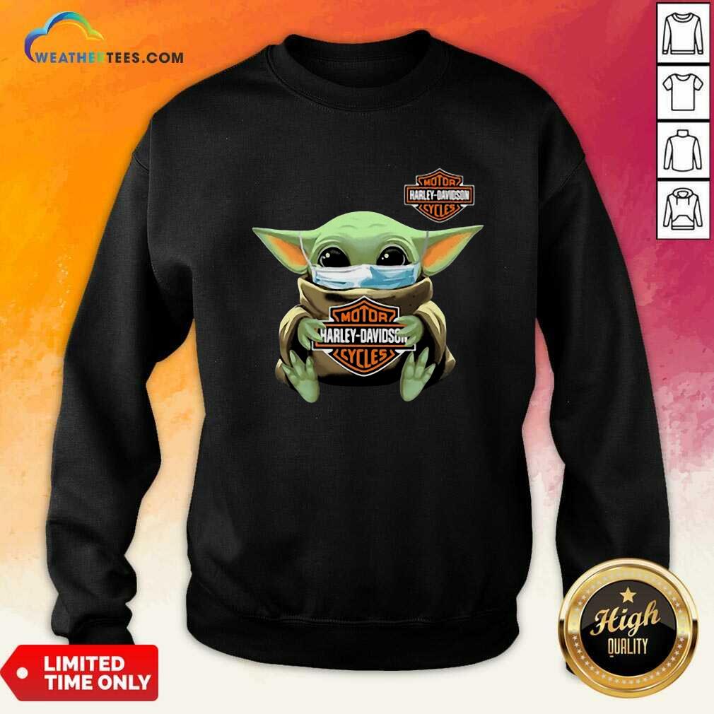 Funny Baby Yoda Mask Motor Harley Davidson Cycles Coronavirus Shirt - Image 2