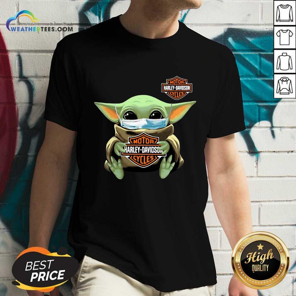Funny Baby Yoda Mask Motor Harley Davidson Cycles Coronavirus Shirt - Image 5