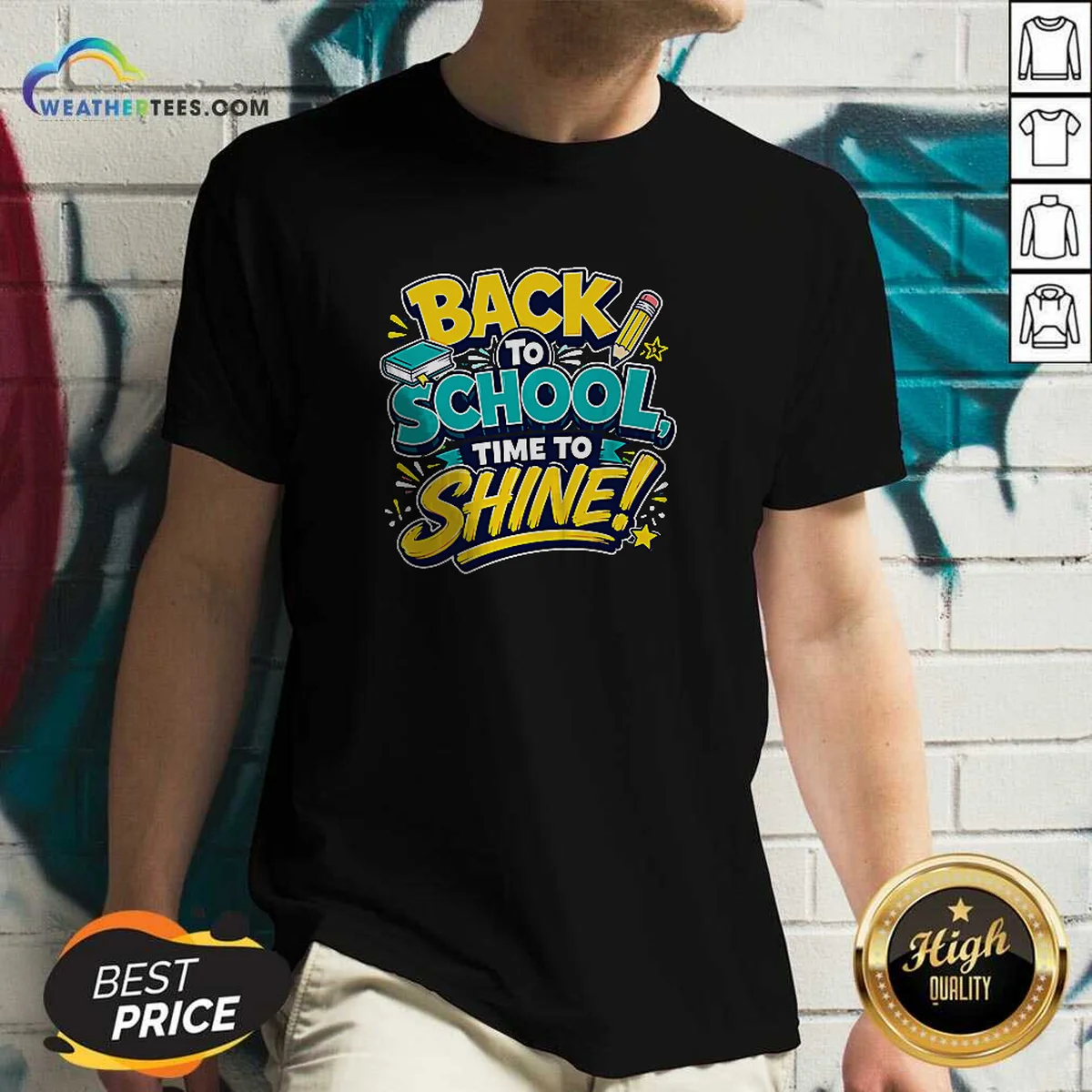 Funny Back To School Time To Shine Vector Shirt - Image 3