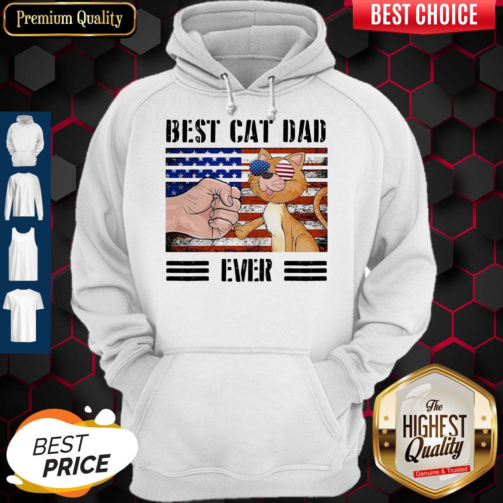 Funny Best Cat Dad Ever American Flag Veteran Independence Day Vintage Shirt - Image 2