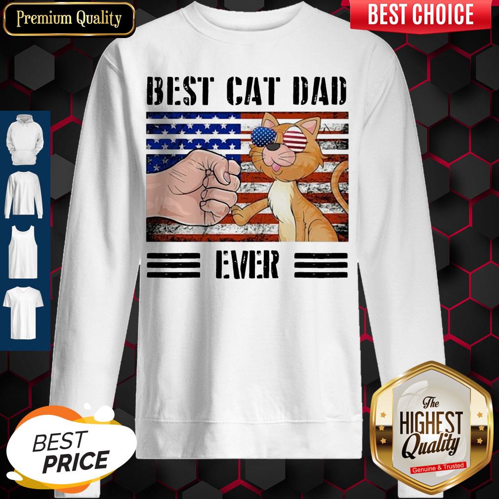 Funny Best Cat Dad Ever American Flag Veteran Independence Day Vintage Shirt - Image 5