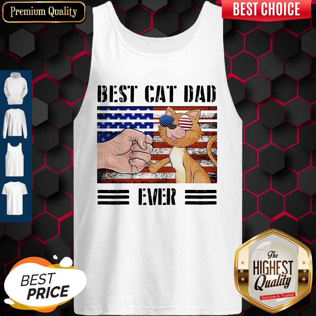 Funny Best Cat Dad Ever American Flag Veteran Independence Day Vintage Shirt - Image 4