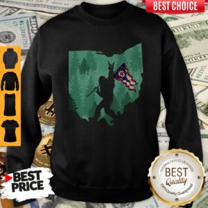 Alternative view of Funny Bigfoot Rock And Roll Ohio Flag In The Forest T-Shirt