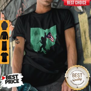 Funny Bigfoot Rock And Roll Ohio Flag In The Forest T-Shirt
