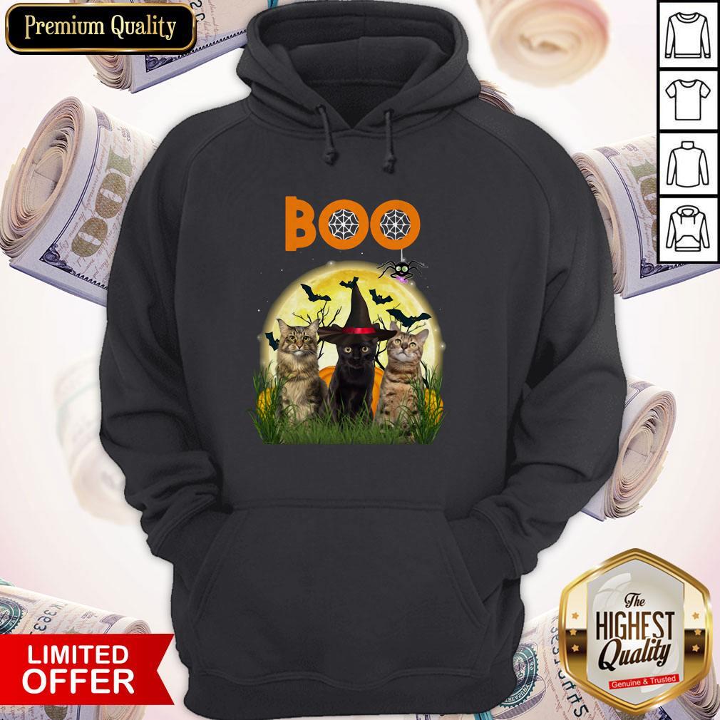 Funny Cats Boo Halloween Black Cat With Shirt - Image 2