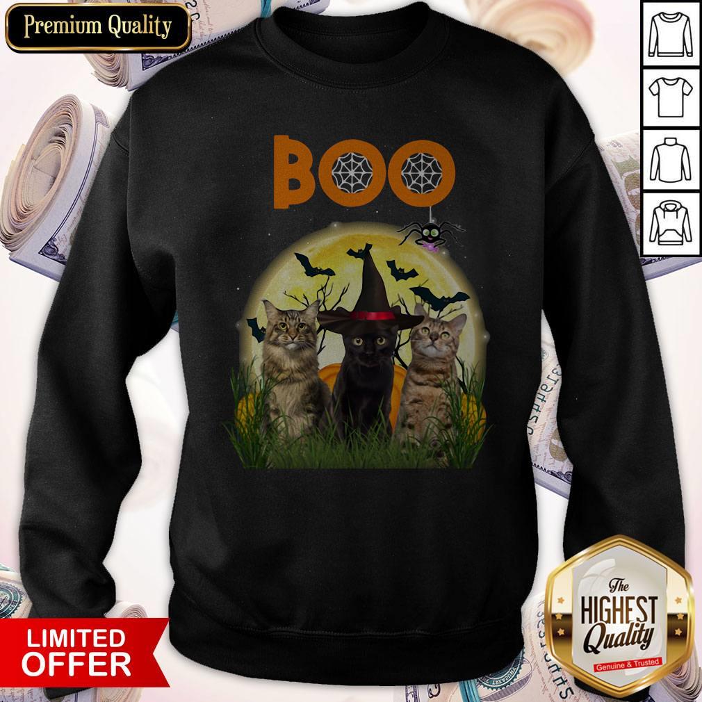 Funny Cats Boo Halloween Black Cat With Shirt - Image 5