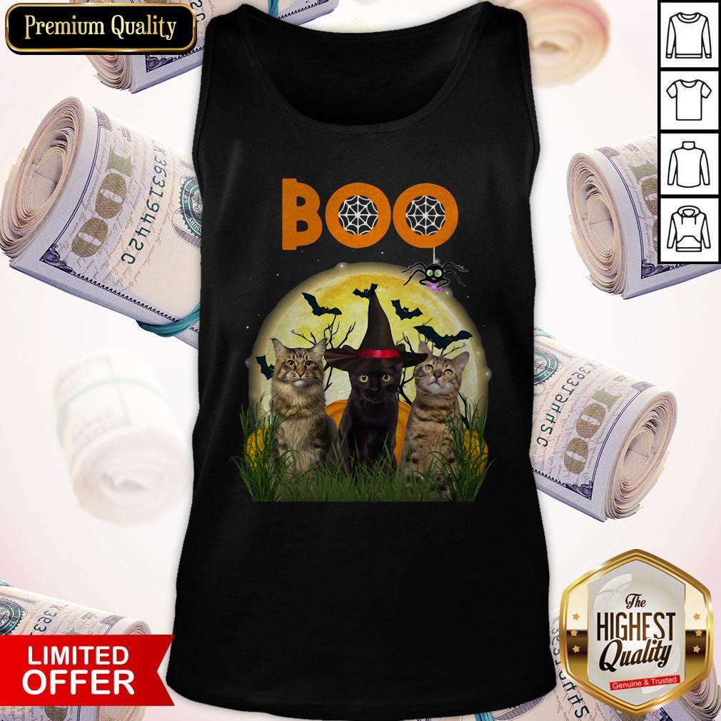 Funny Cats Boo Halloween Black Cat With Shirt - Image 4
