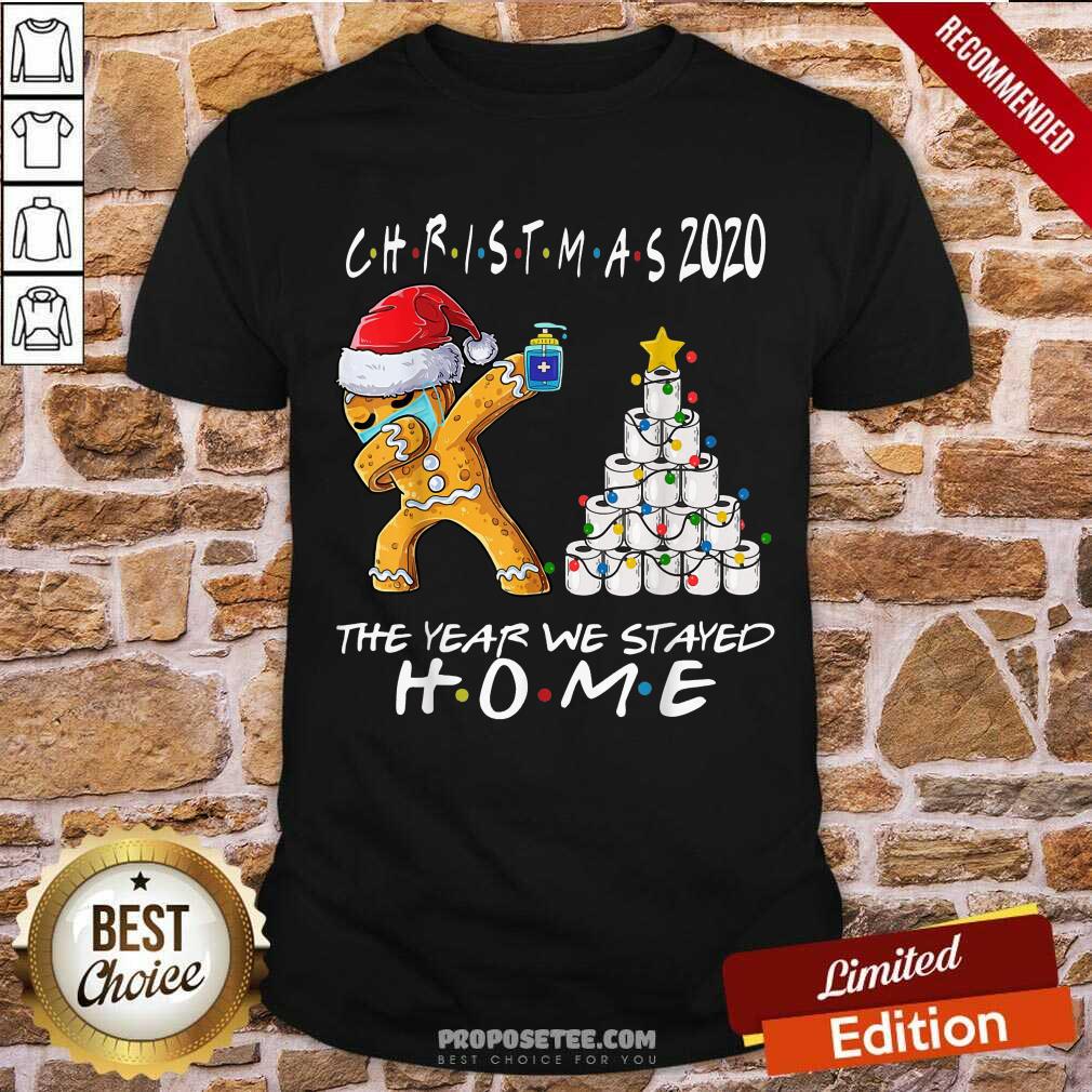 Funny Christmas 2020 The Year We Stayed Quarantine Gingerbread Wear Mask Toilet Paper Tree Shirt