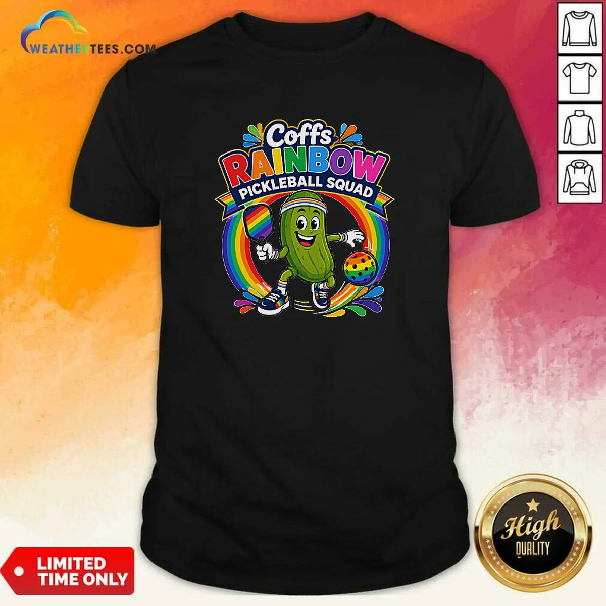 Funny Coffs Rainbow Pickleball Team Fun Shirt