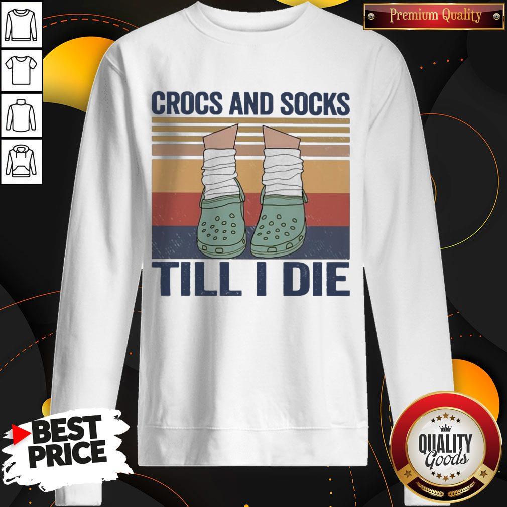 Funny Crocs And Socks Till I Die Vintage Shirt - Image 4