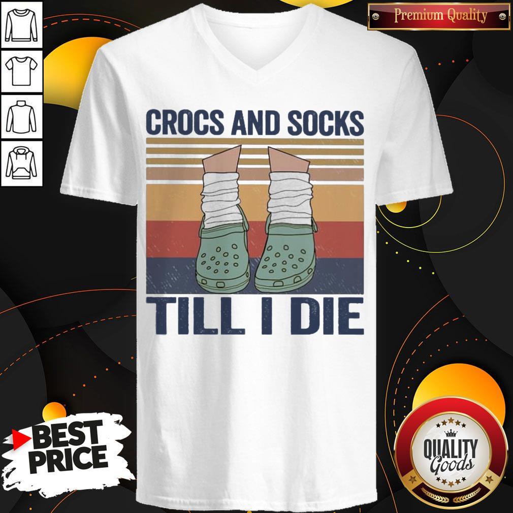 Funny Crocs And Socks Till I Die Vintage Shirt - Image 2