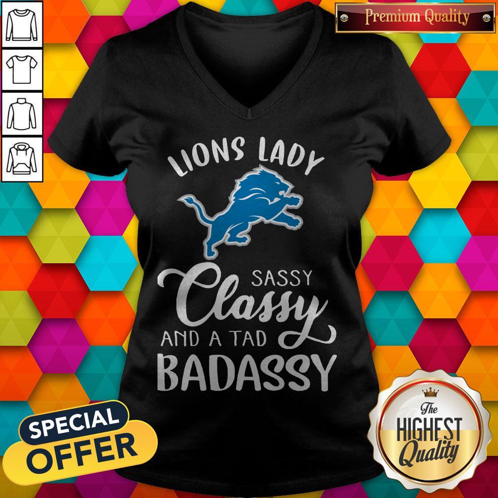 Funny Detroit Lions Lady Sassy Classy And A Tad Badassy Shirt - Image 2
