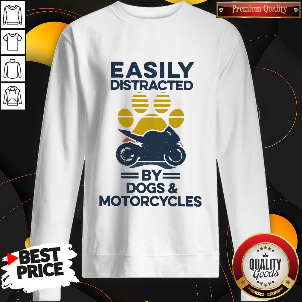 Funny Easily Distracted By Dogs And Motorcycles Vintage Shirt - Image 4