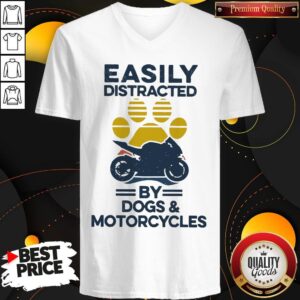 Alternative view of Funny Easily Distracted By Dogs And Motorcycles Vintage Shirt