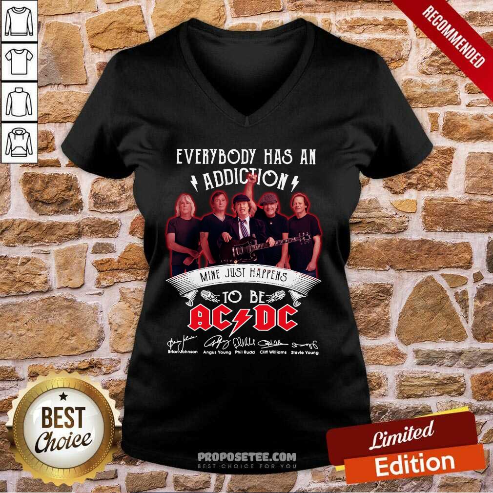 Funny Everybody Has An Addiction Mine Just Happens To Be ACDC Signatures Shirt - Image 2