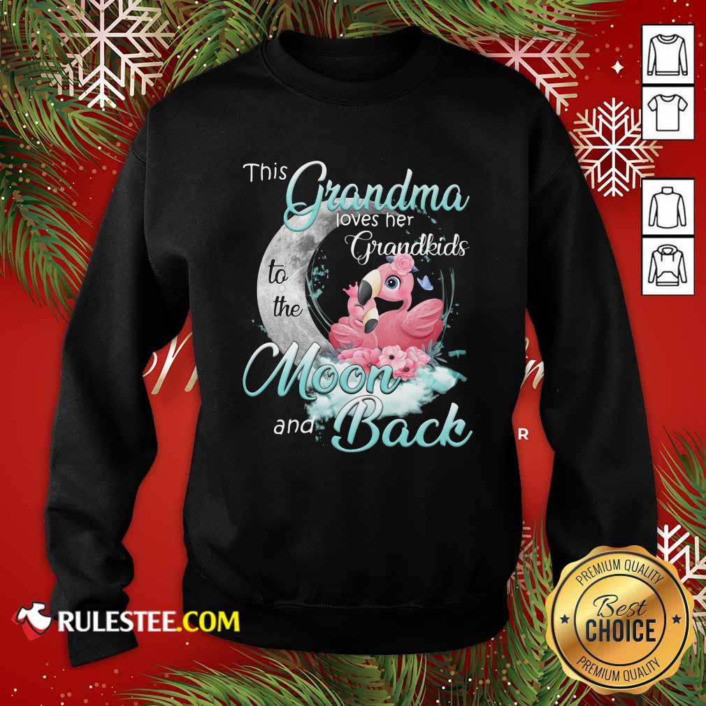 Funny Flamingo This Grandma Loves Her Grandkids To The Moon And Back Shirt - Image 5