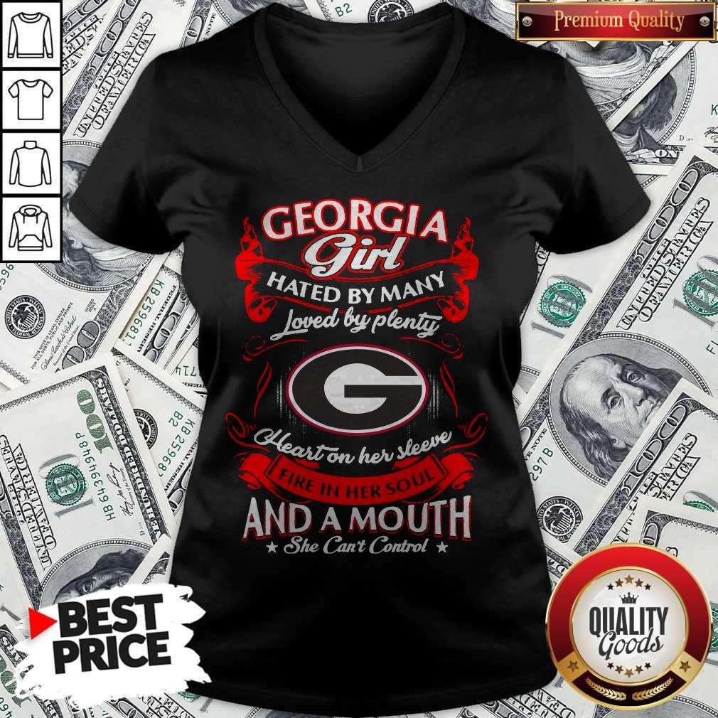 Funny Georgia Girl Hated By Many Loved By Plenty Heart Her Sleeve And A Mouth She Can'T Control Shirt - Image 4