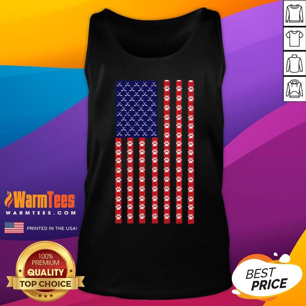 Funny Hockey Dog Lover American Flag Unisex Shirt - Image 2
