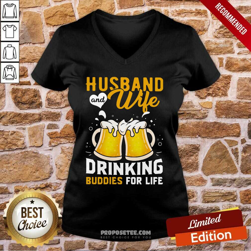 Funny Husband And Wife Drinking Buddies For Life Beer Shirt - Image 2