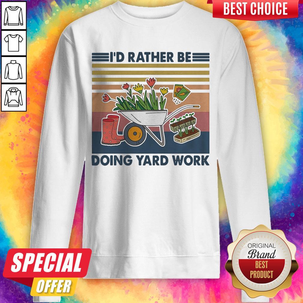 Funny Id Rather Be Doing Yard Work Vintage Retro Shirt - Image 4