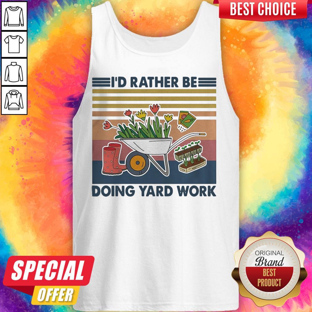 Funny Id Rather Be Doing Yard Work Vintage Retro Shirt - Image 3