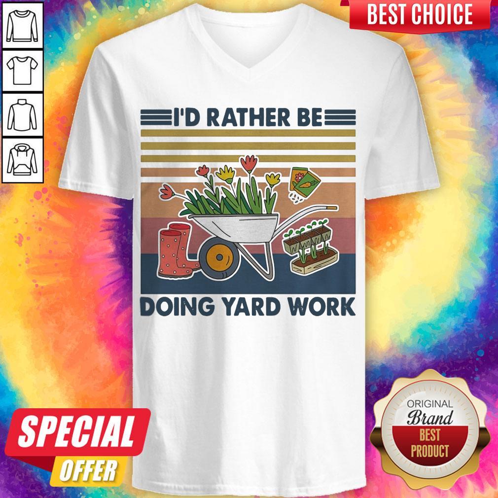 Funny Id Rather Be Doing Yard Work Vintage Retro Shirt - Image 2