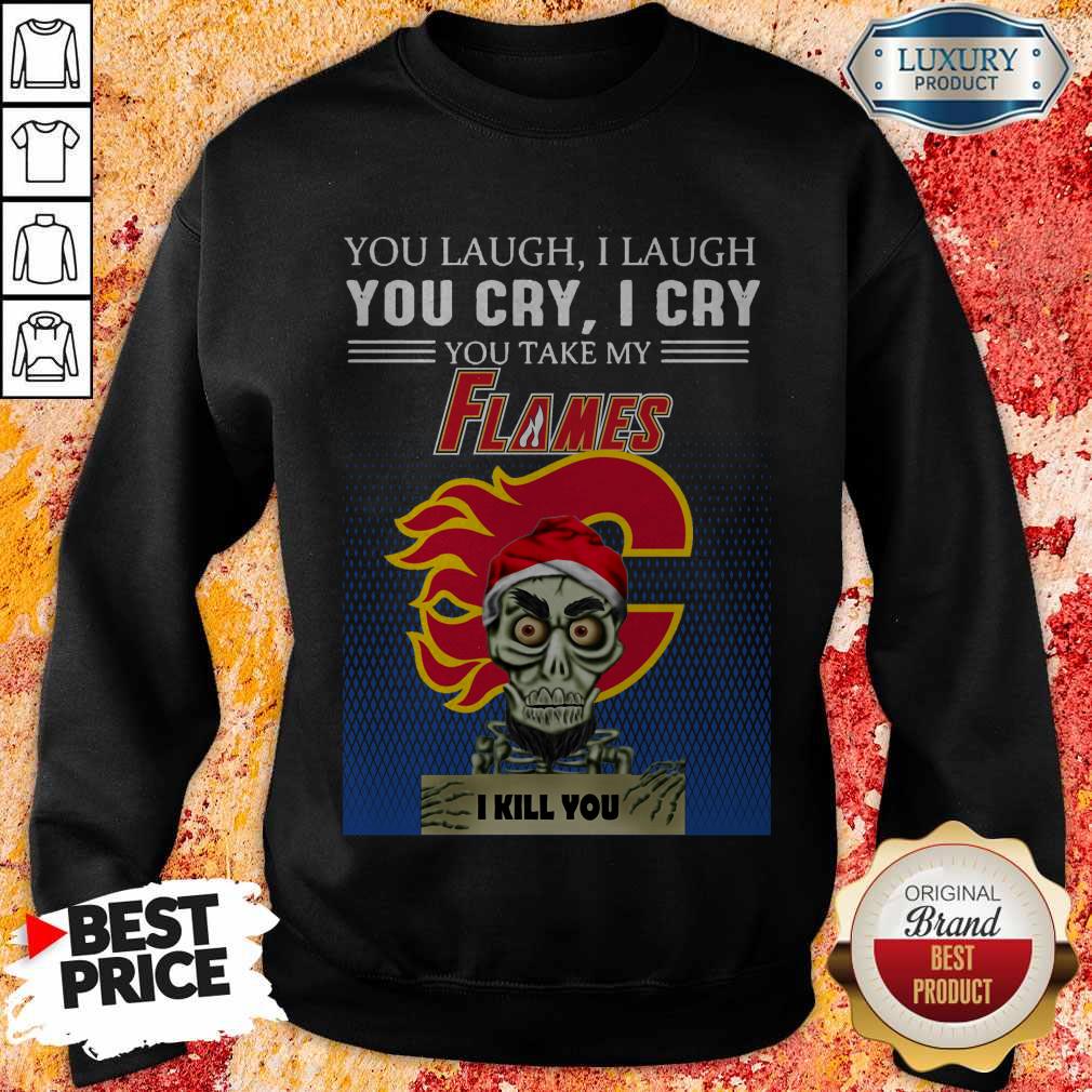 Funny Jeff Dunham Achmed You Laugh I Laugh You Cry Calgary Flames Logo Shirt - Image 4