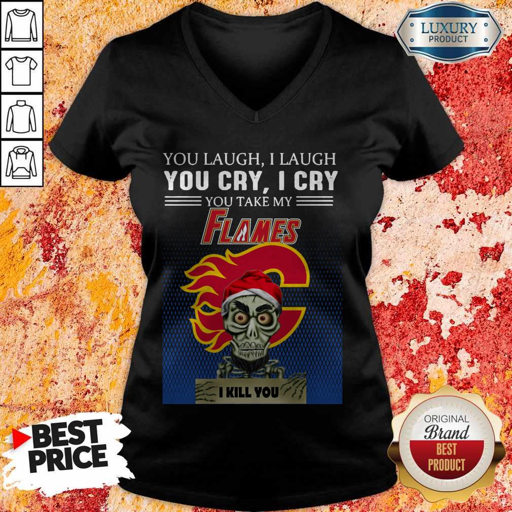 Funny Jeff Dunham Achmed You Laugh I Laugh You Cry Calgary Flames Logo Shirt - Image 2