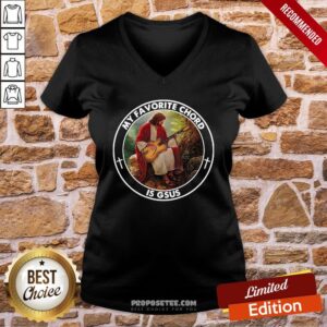 Alternative view of Funny Jesus Playing Guitar My Favorite Chord Is Gsus Shirt