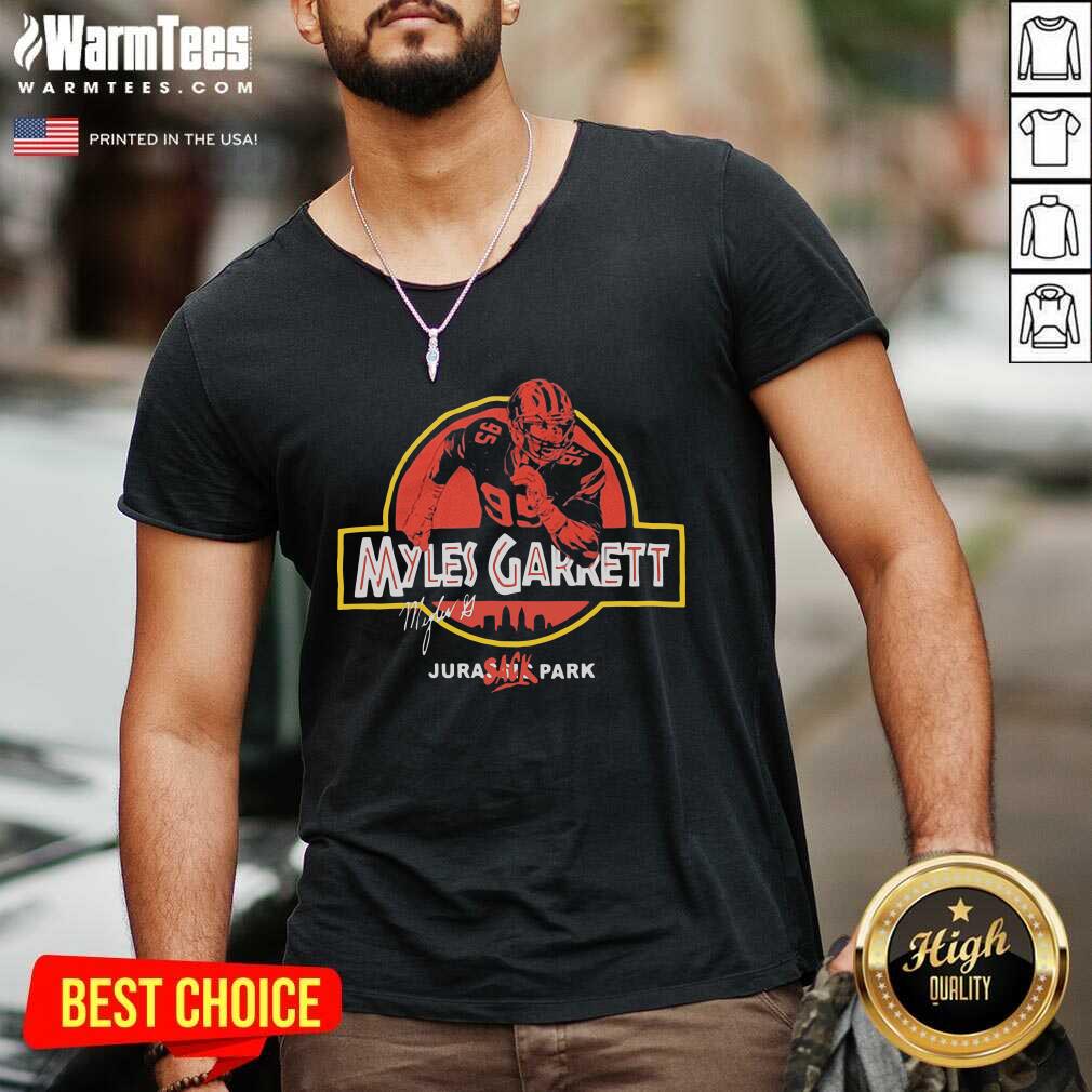 Funny Jurassic Myles Garrett Tee Shirt - Image 5