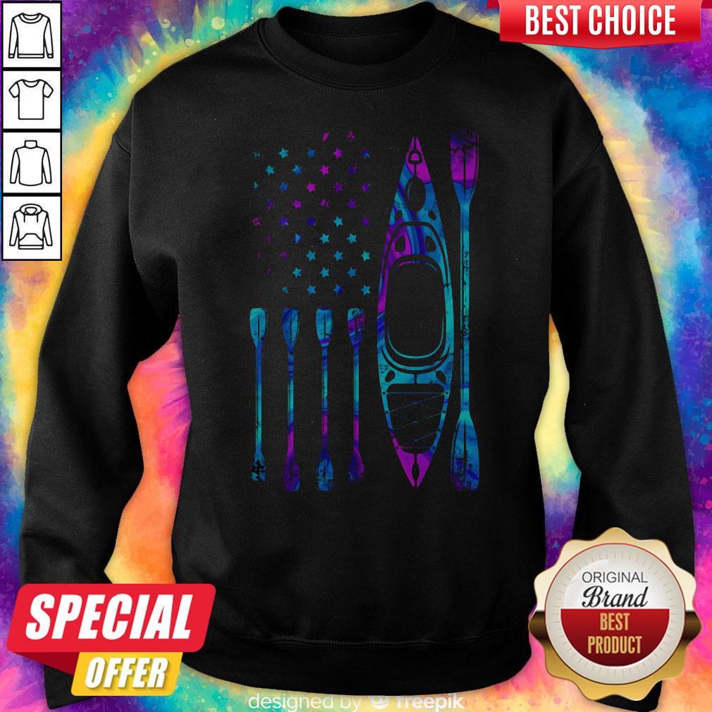 Funny Kayaking American Flag Shirt - Image 4