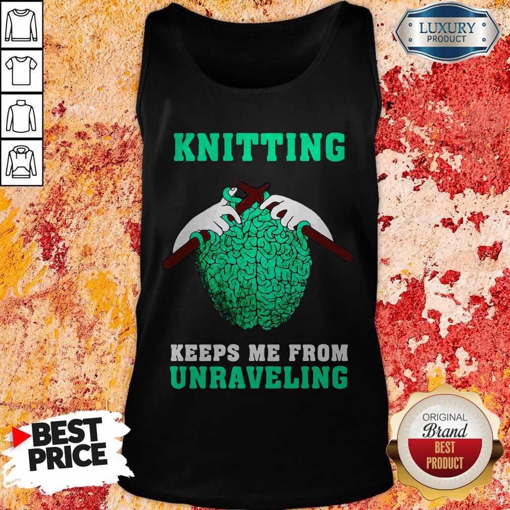 Funny Knitting Keeps Me From Unaraveling Halloween Shirt - Image 2